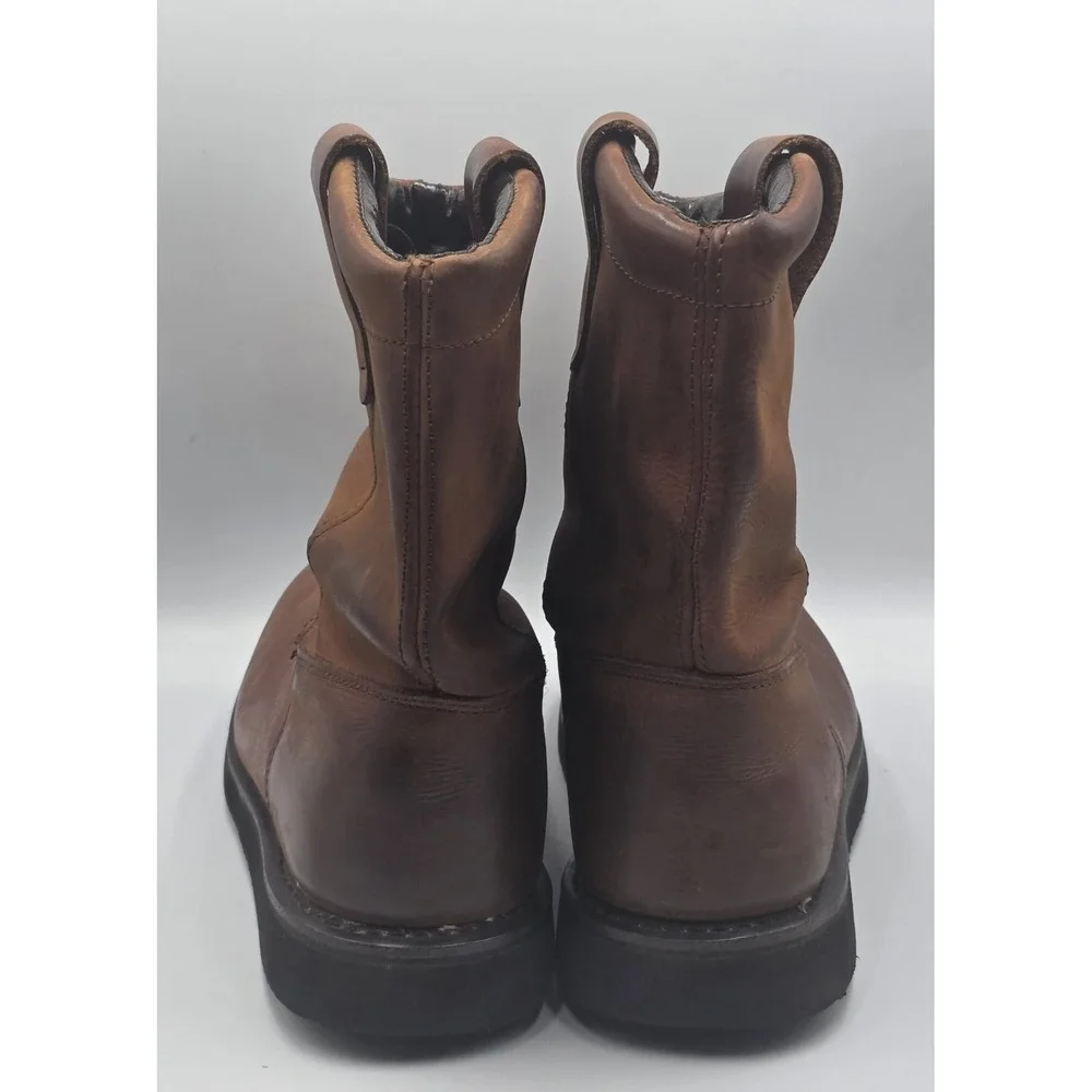 Brahma Hutch II Leather Steel Toe Work Boots Mid Calf Brown Mens 8.5 Wide Safety